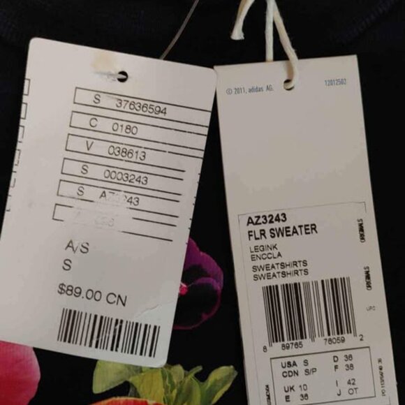 New with tags Authentic Adidas Sweatshirt & Leggings Women's Small Pansy design - Picture 5 of 5